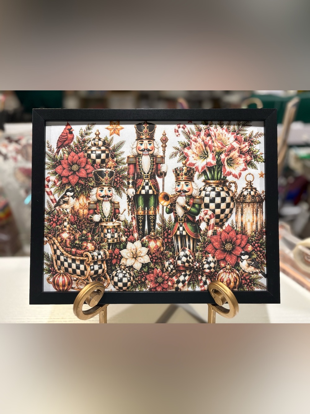 Framed 8x10 Iconic CheckeredHoliday Nutcracker Art Print